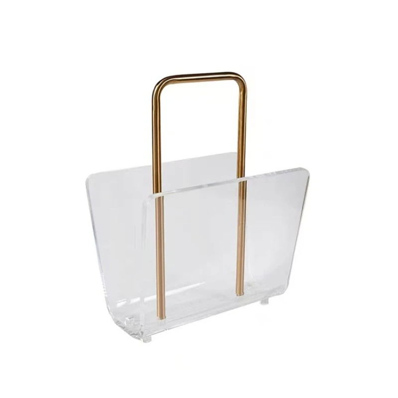 

Modern Light Luxury Magazine Storage Rack Model Room Office Study Portable Acrylic Book Rack Newspaper Shelf