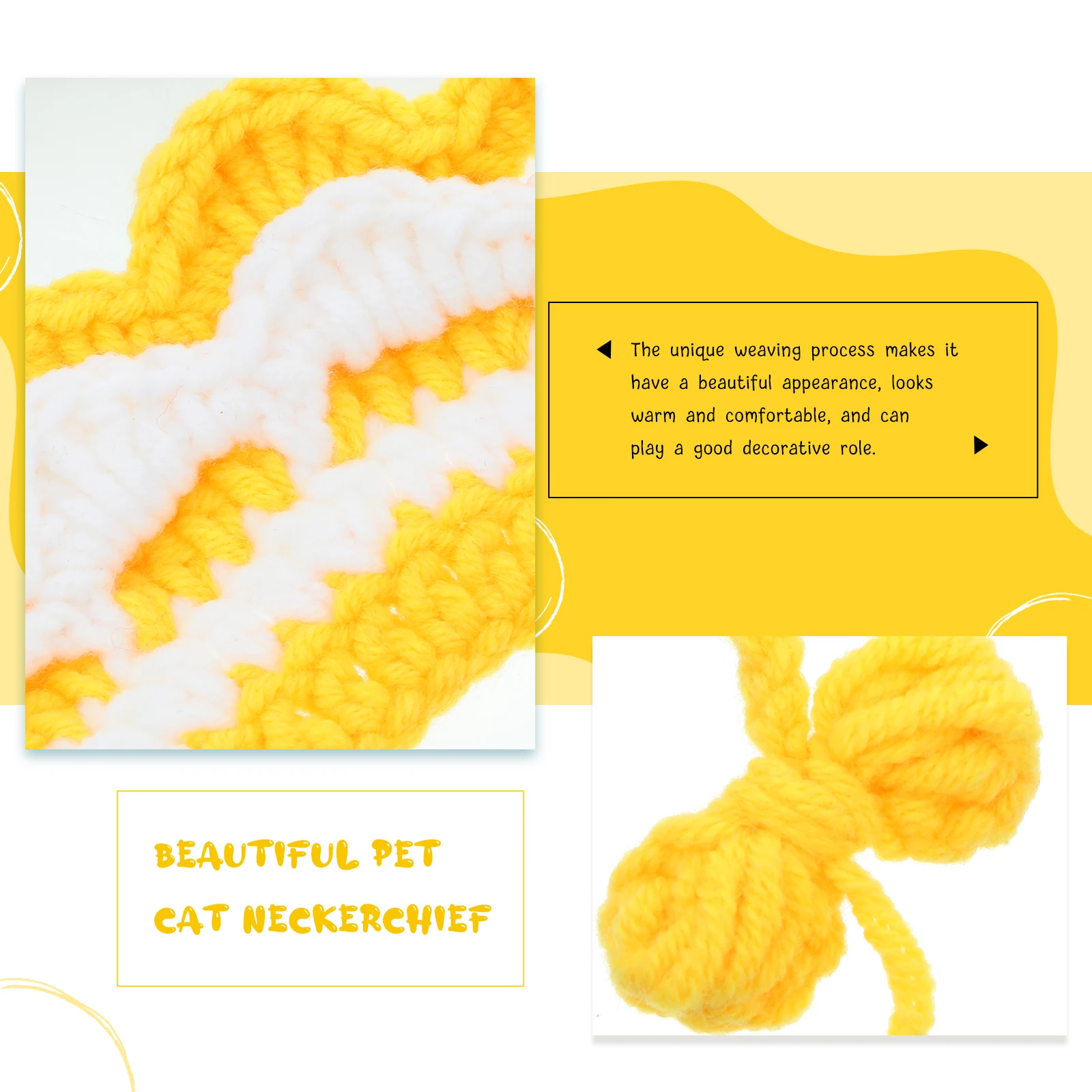 

Wool Pet Scarf Dog Cat Bib Durable Weaving Warm Comfort Yellow Collar Lace Neckerchief Reflective Saliva Towel Pet Accessories