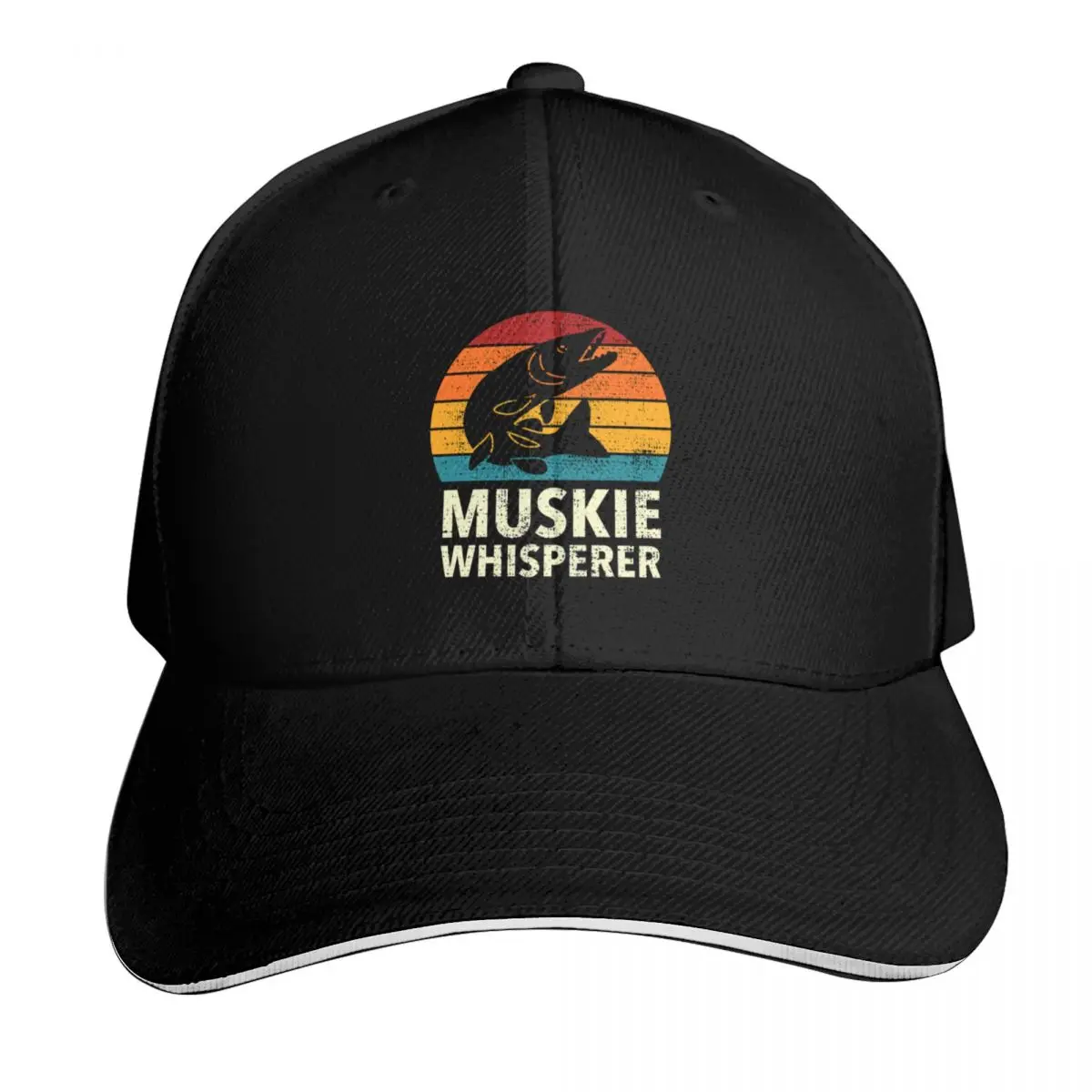 Muskie, musky or muskellunge Whisperer Fishing Freshwater Sport Fishing And Angling Baseball Cap