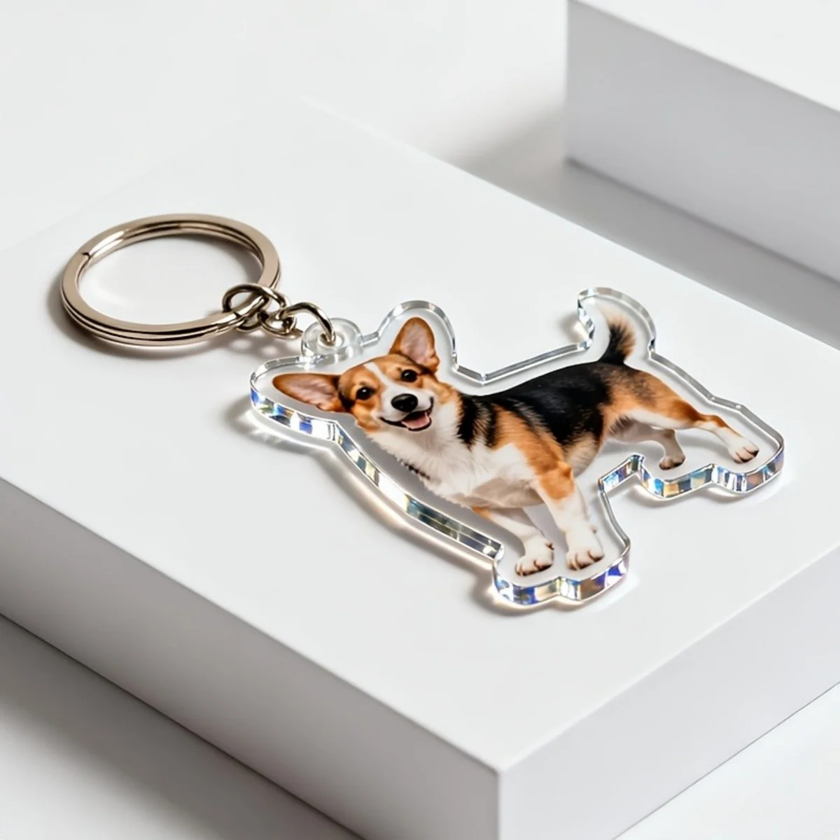 Custom Acrylic Photo Keychains—Featuring Personalized Photos, Family Portraits, or Pet Photos—Available in Various Sizes.