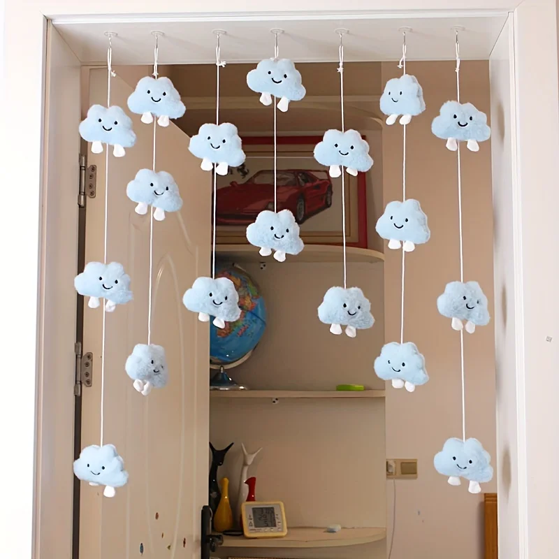 Furry Cloud Brooch Decoration Table Bell Door Curtain Hanging Ornament Soft Plush Design for Home Decor