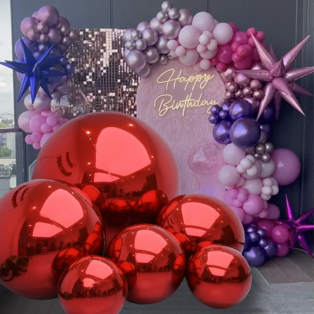インフレータブルミラーボール 6 個気密ビッグ光沢のあるボール大吊り & 立ちインフレータブルディスコボール誕生日 Paty 装飾