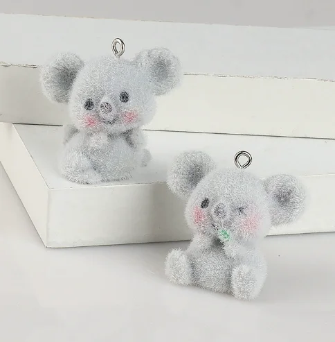 10 Pcs Resin flocking koala Charm Pendant  Jewelry DIY Bracelet Earrings Decorative Material Accessories