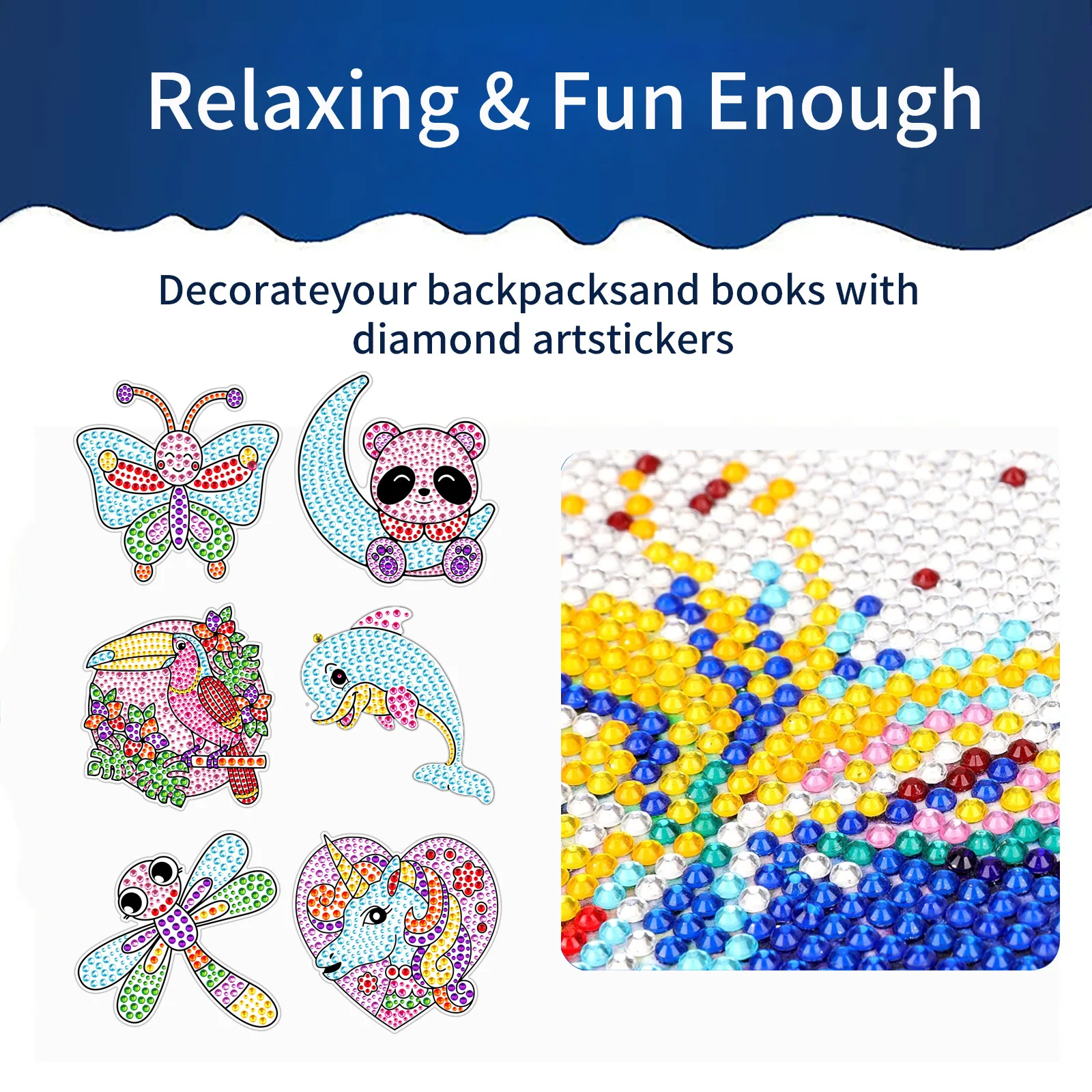 

Colorful Animals 6Pcs DIY Diamond Painting Sticker Hot Selling Cute Sticker New Arrival Creative Cartoon Kids Gift