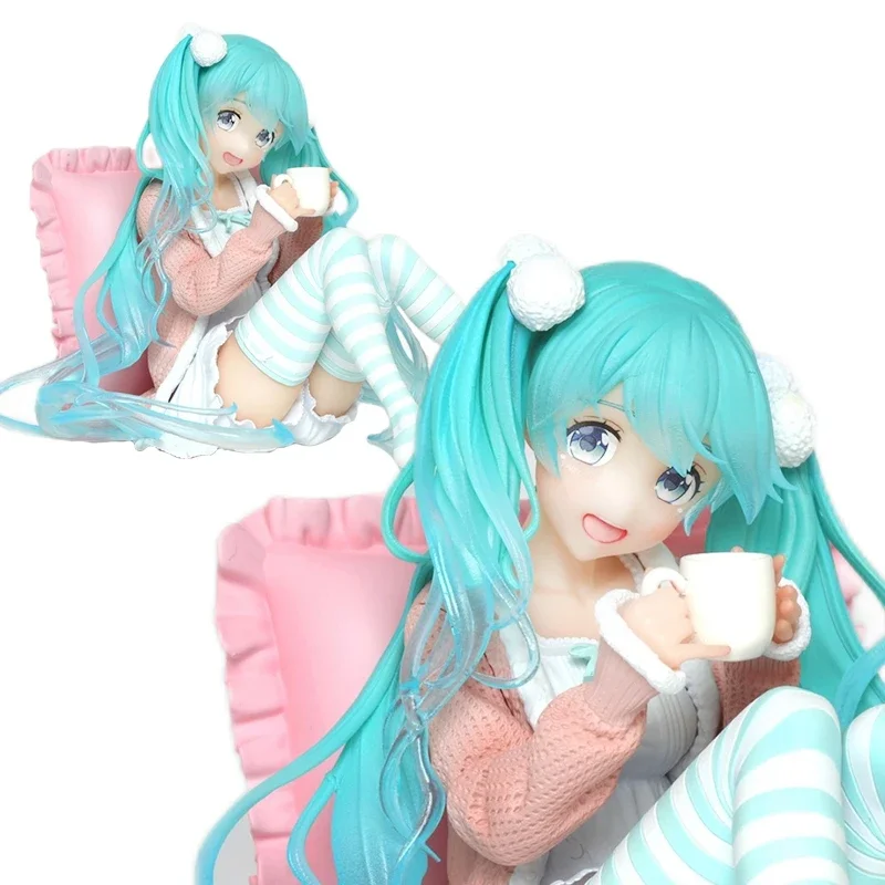 

16CM Anime Figure Hatsune Miku Figure Ponytail Girl Kariko Koyama Pillow Sitting Model Toy Figuine PVC Action Figure