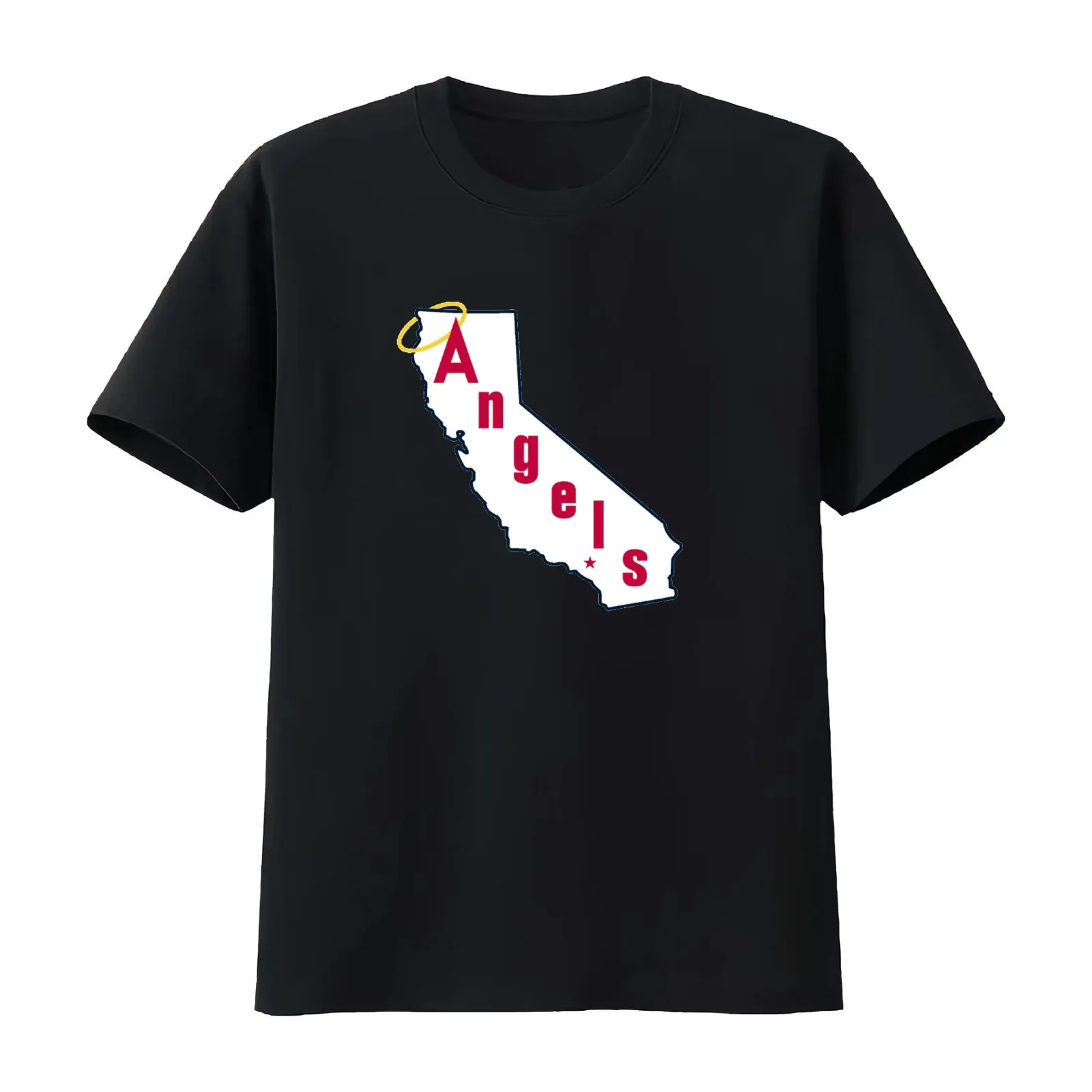 Throwback California Angels Baseball Logo T-Shirt Summer Casual Cotton Tee Oversized Streetwear Tops Vintage Graphic Print