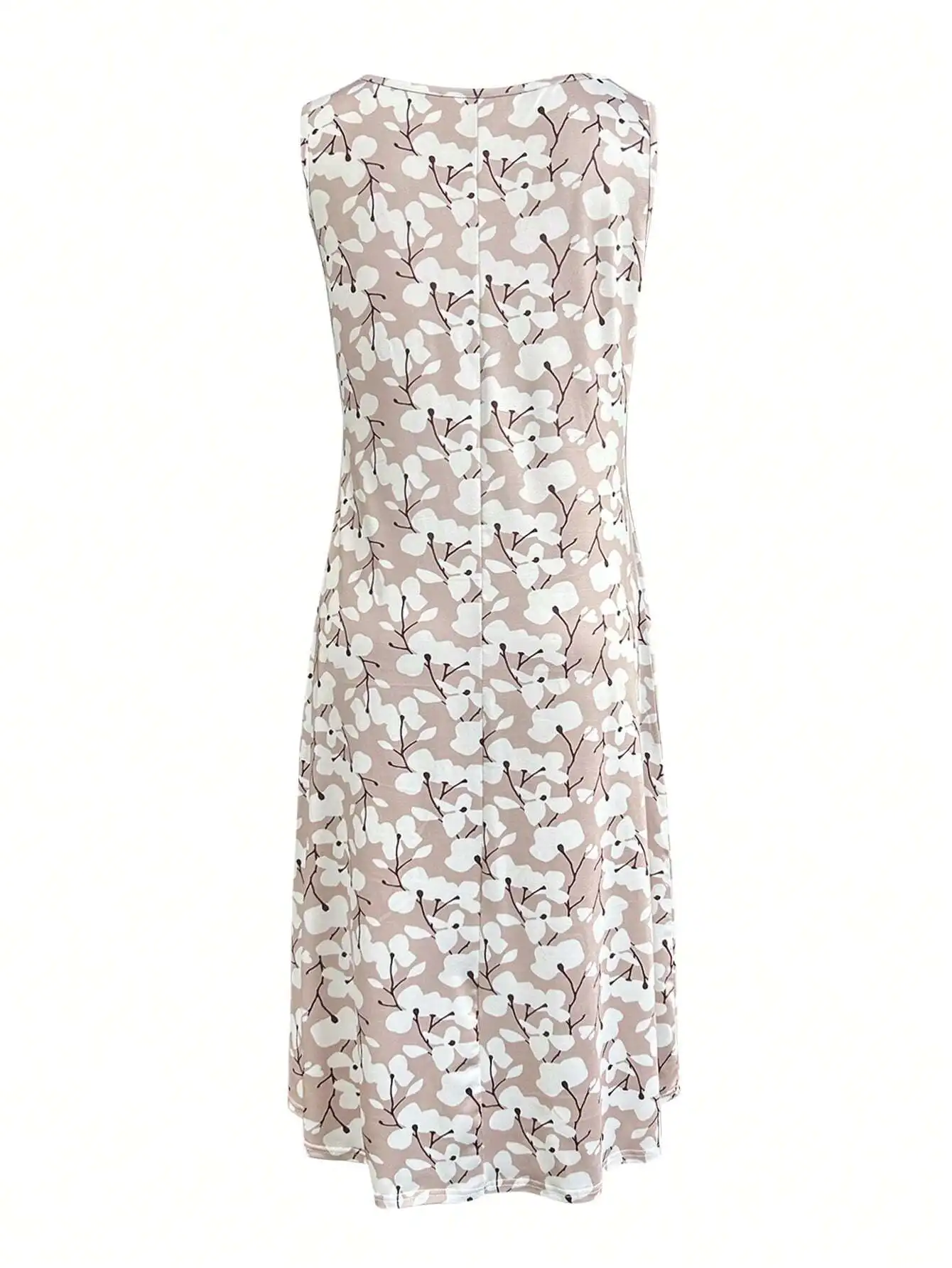 

Fashionable Floral Print Sleeveless Dress, Lightweight & Elegant, Versatile For Casual Outings, Home, Travel, Work, Weddings,