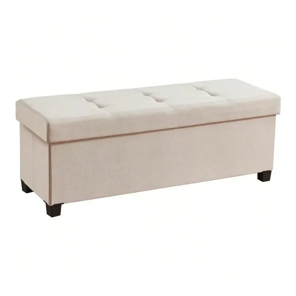 

Inch Storage Ottoman, Large Storage Ottoman With Storage With Foot Rest Stool, Bedroom Beige