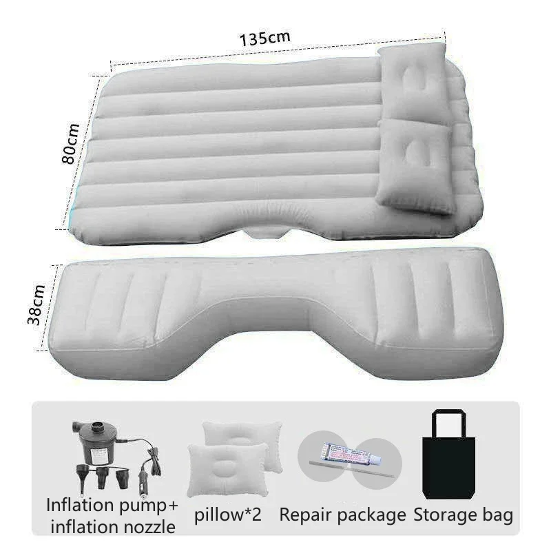 Ultra-soft Flocking Environmental Fabric Car Inflatable Bed Air Cushion Bed Portable Car Travel Bed For Most Small Car