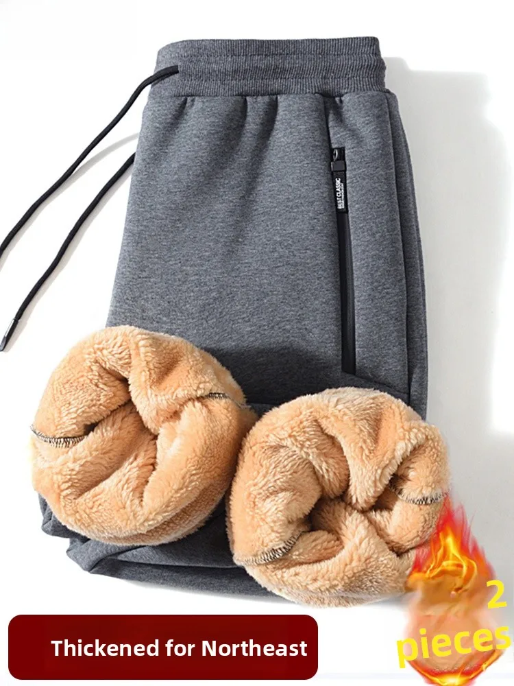 

Ультра-Thi бархатные мужские зимние повседневные брюки на подкладке из ягненка, хлопковые брюки для осенних и зимних спортивных спортивных штанов