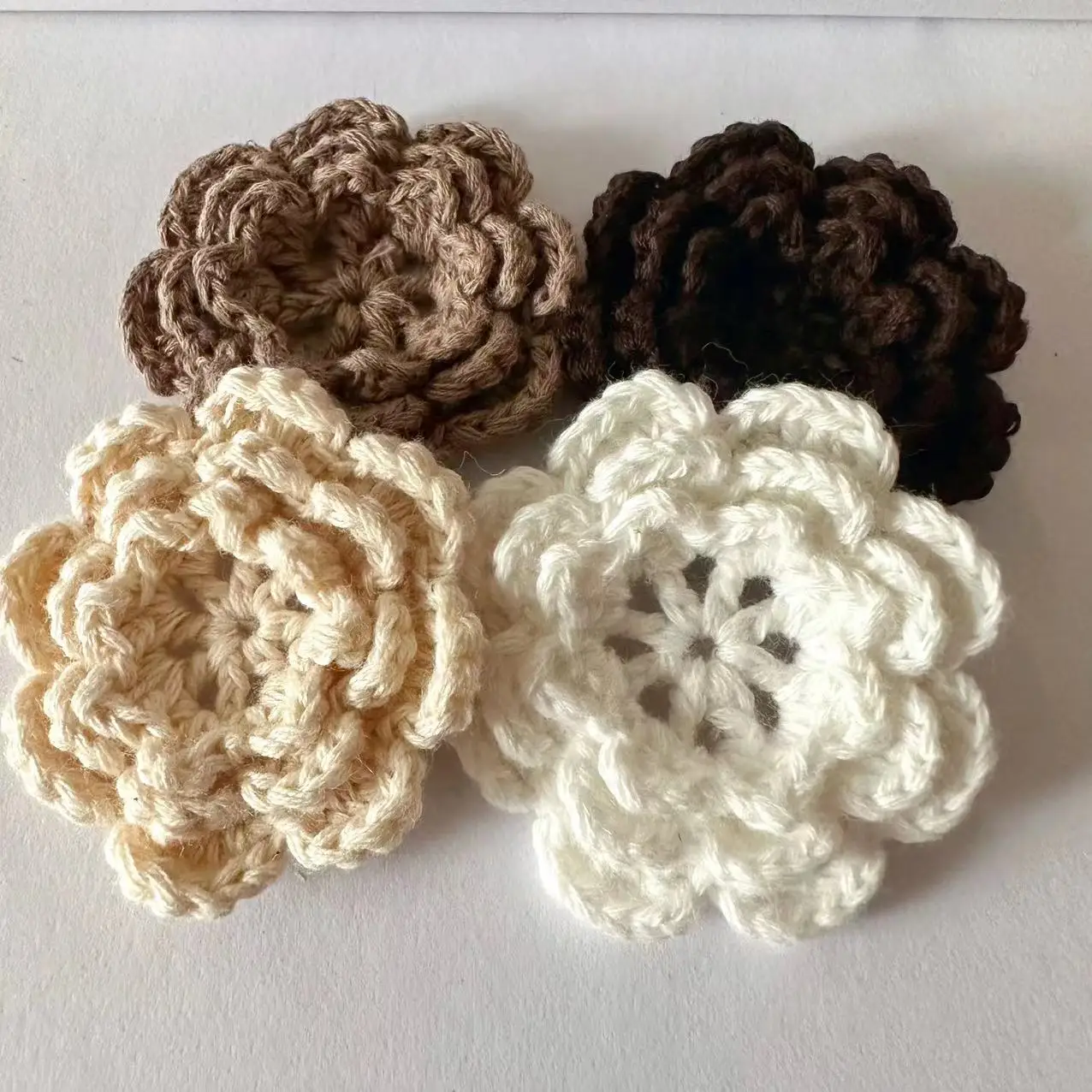 28 Colors 5.5CM Handmade woven flowers three-layer multi-color DIY clothing Hand crocheted DIY material accessories