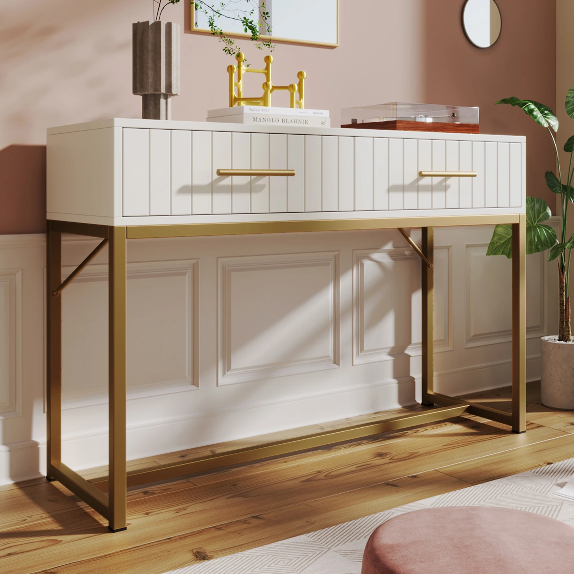 Buffet avec beaucoup d'espace de rangement, avec 2 tiroirs, buffet penderie pour salon