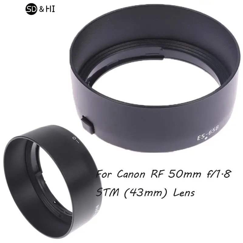 Camera Lens Hood para Canon, Sun Shade Cover, EOS R, RP, R5, R6 com RF, 50mm, F1.8 STM, 43mm de diâmetro, ES-65B