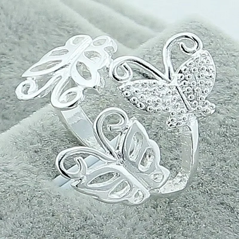 925 Sterling Silver Three Butterfly Ring For Women Wedding Engagement Party Fashion Charm Jewelry