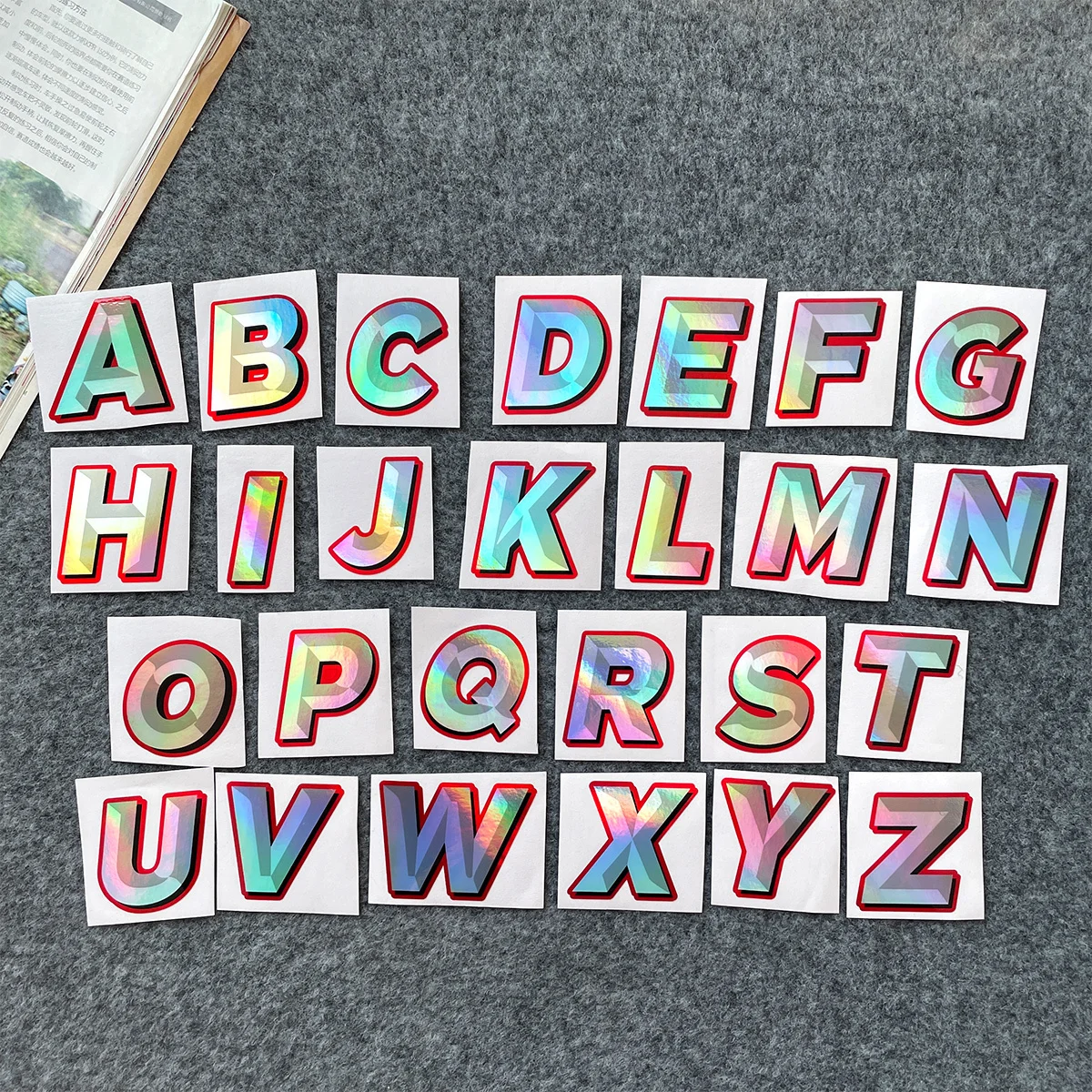 Holographic Gradient Letter Sticker Waterproof Vinyl Decal Car Motorcycle Body Decoration