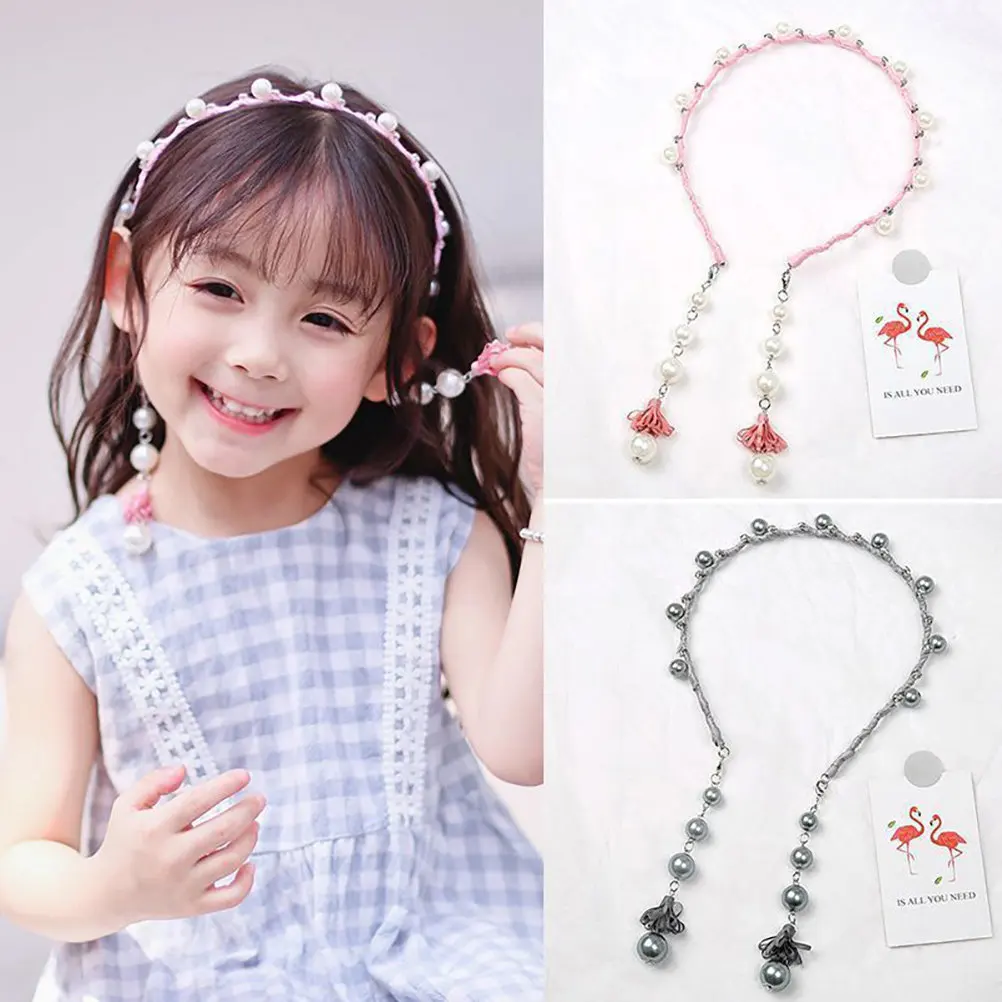 

Набор из 3-х штук: Элегантные повязки на голову с жемчугом и кисточками, детские повязки для волос, аксессуары для девочек, праздничные украшения для волос, повязки с жемчугом