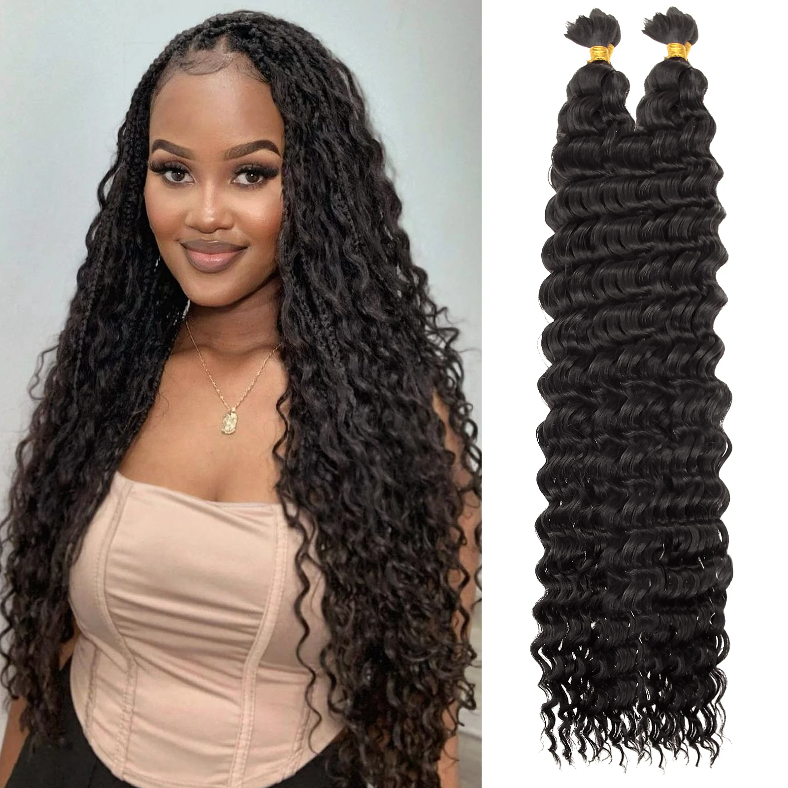 

26" Synthetic Crochet Hair with Deep Wave Twist Hair Extensions 2pc/Pack and Crochet hair bundles