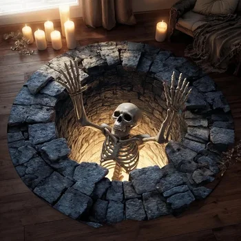 Gothic Skeleton Illusion Rug 1
