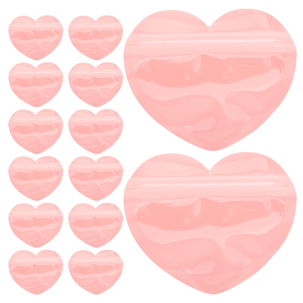25pcs Heart Shaped Jewelry Bags Secure Sealing Pink Packaging Small Business Supplies Valentine Candy Food Sample Bags