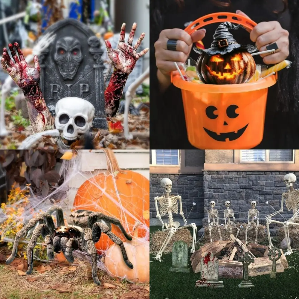 Страшный Хэллоуин Садовая Арогация Тыква Паук Хэллоуин Вставки Череп Гробница Ужасы Зомби Руки Хэллоуин Косплей Реквизит