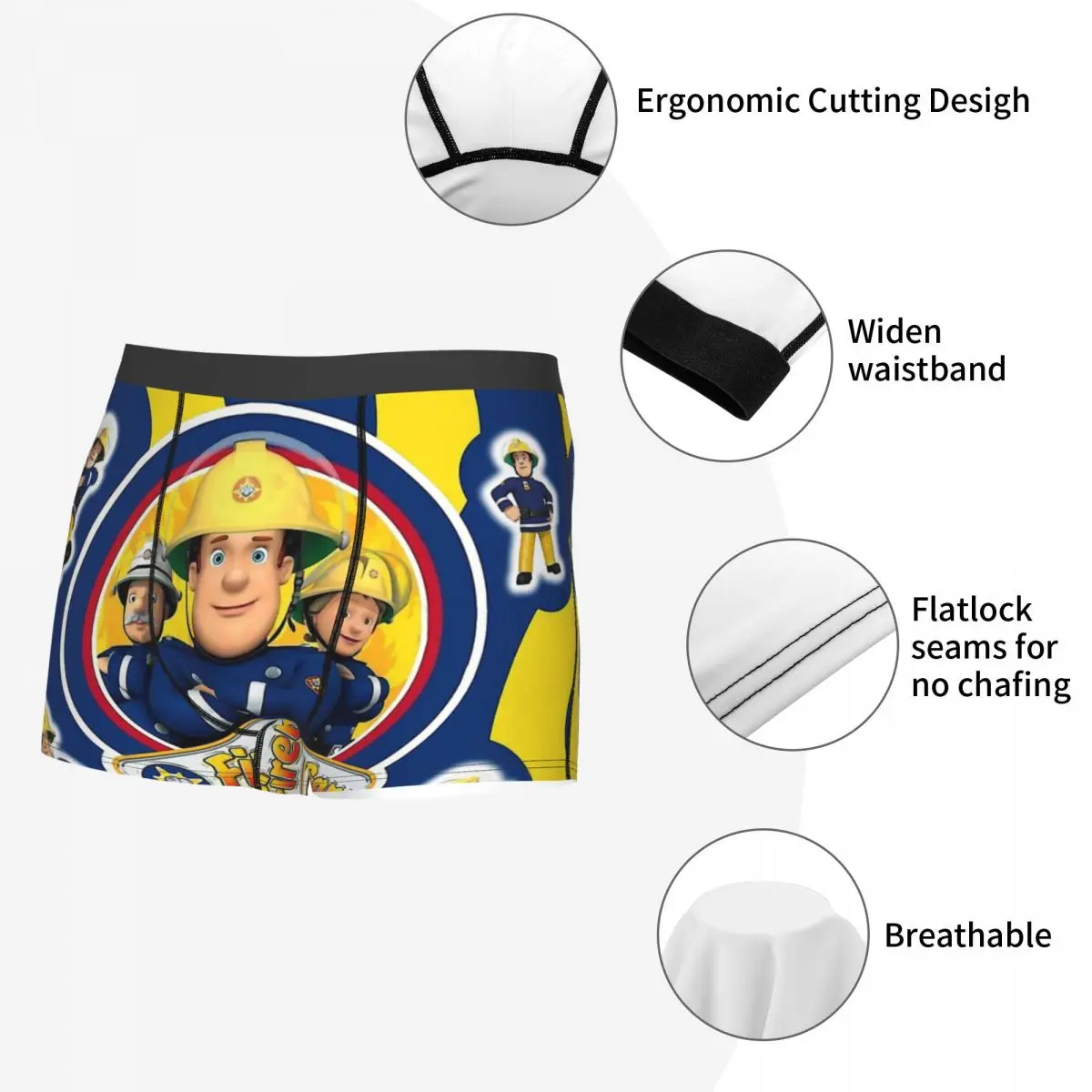 Fireman Sam And Friends Abstract Underpants Cotton Panties Male Underwear Sexy Shorts Boxer Briefs