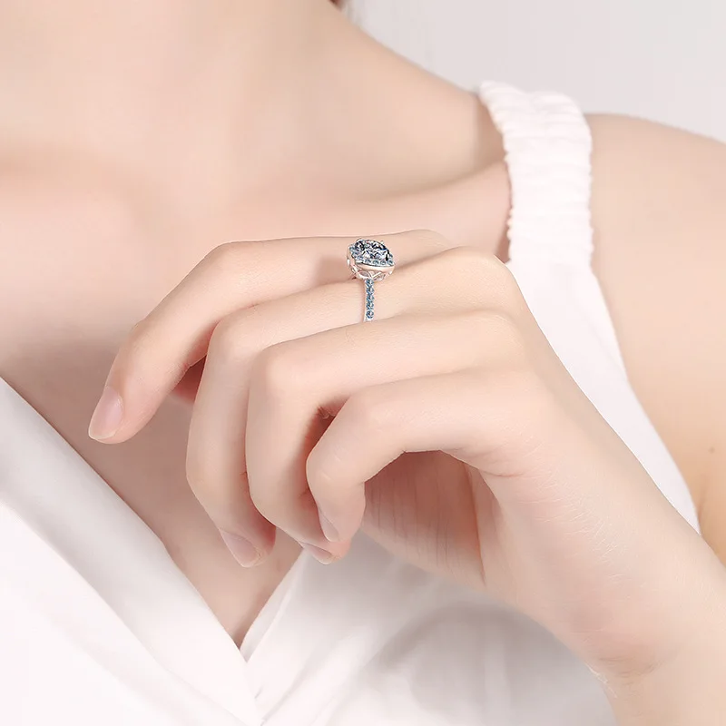 Cincin PT950 Platinum wanita hadiah ulang tahun 0.5/1/2ct VVS1 warna D Moissanite cincin pertunangan berlian untuk wanita perhiasan harian bagus