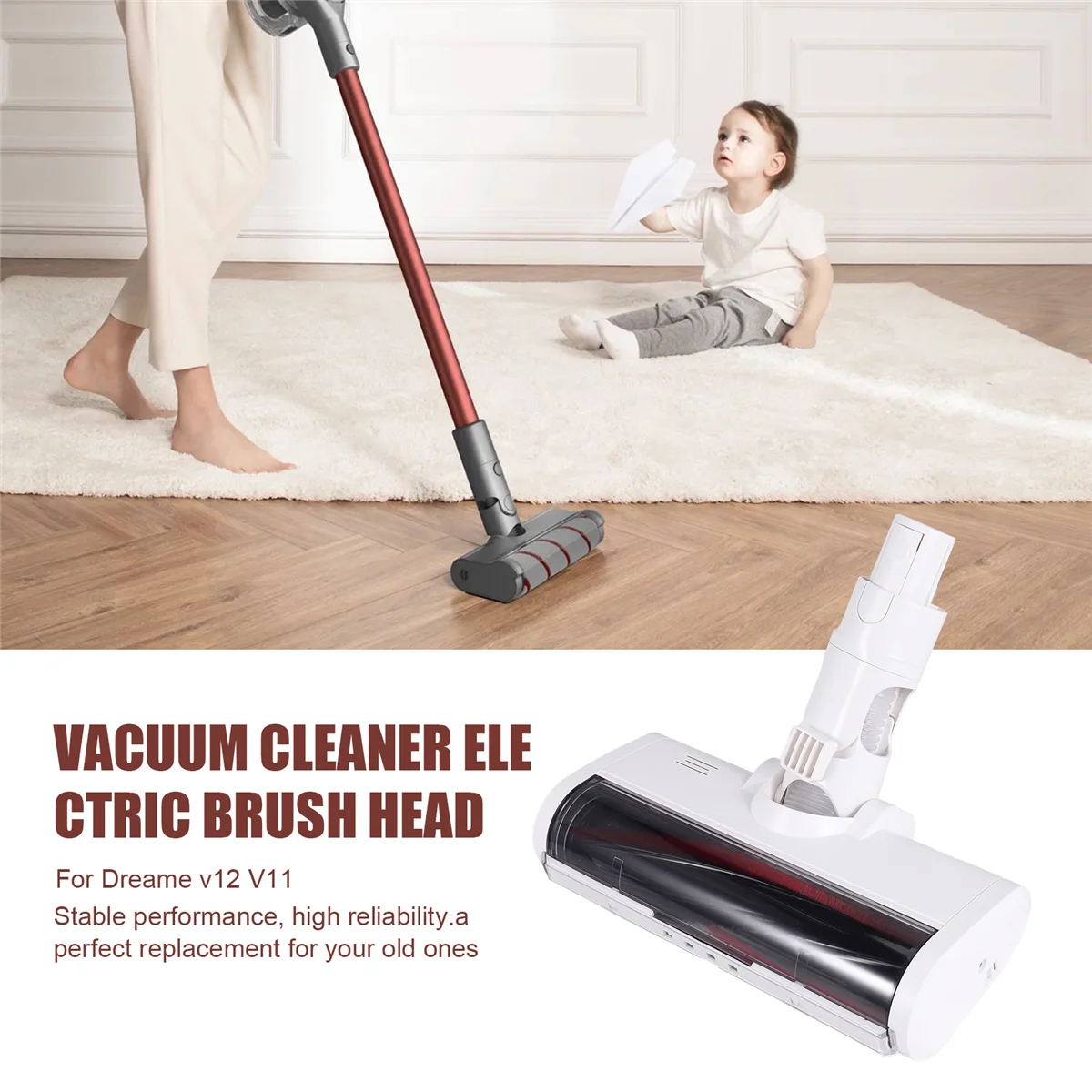 Cabezal de cepillo eléctrico para Dreame V12 V11, piezas de cepillo para alfombras, accesorios para aspiradora Xiaomi Dreame