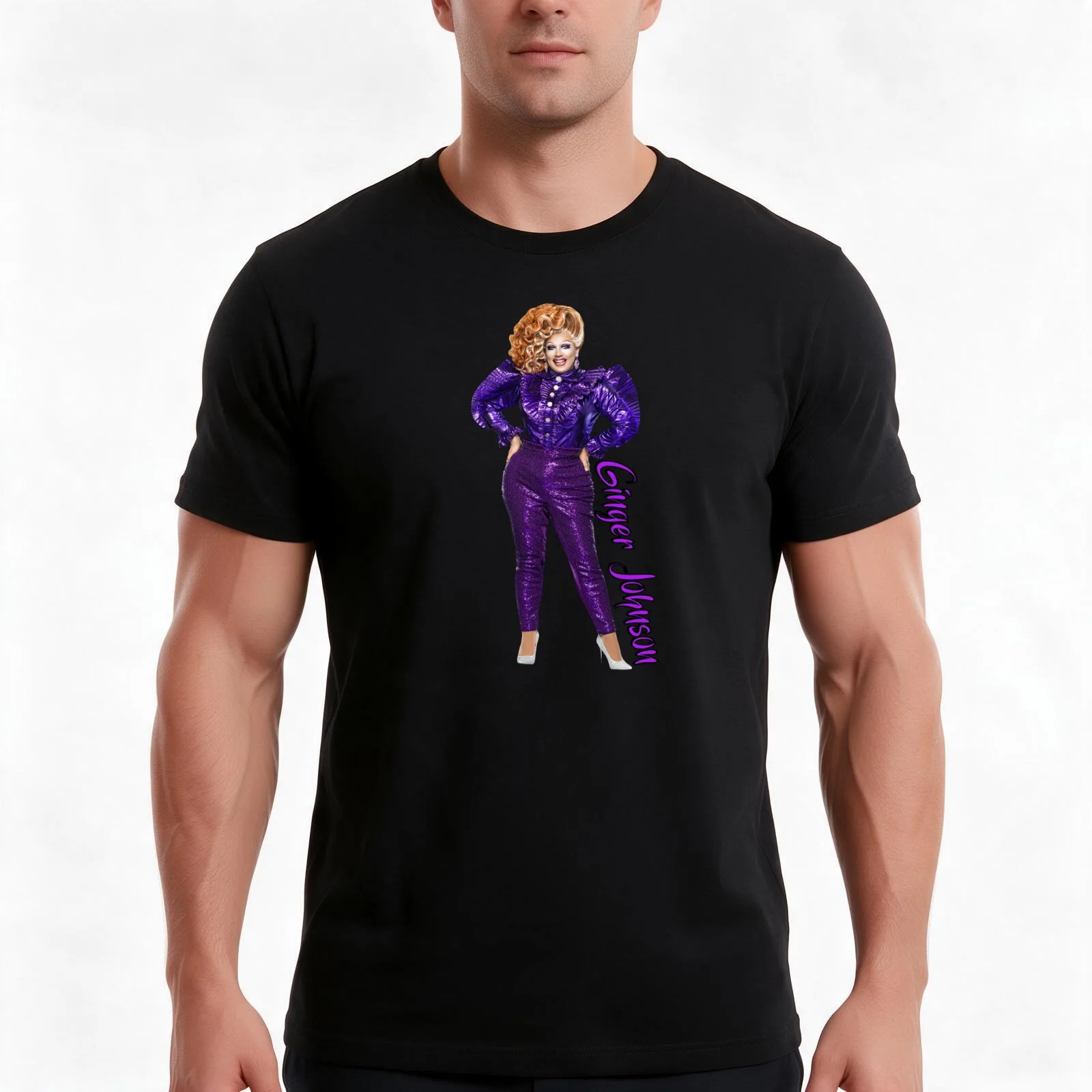 Ginger Johnson Drag race uk T-Shirt, Summer Casual Cotton Tee, Oversized Streetwear Tops, Vintage Graphic Print, 100% Cotton
