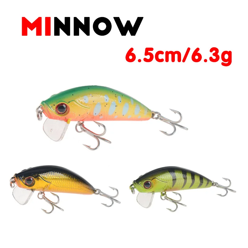 New Hot Model Fishing Lures Hard Bait 10color for Choose Minnow 6.5cm 6.3g Quality Professional Minnow Depth 0.8m Pesca Tackle