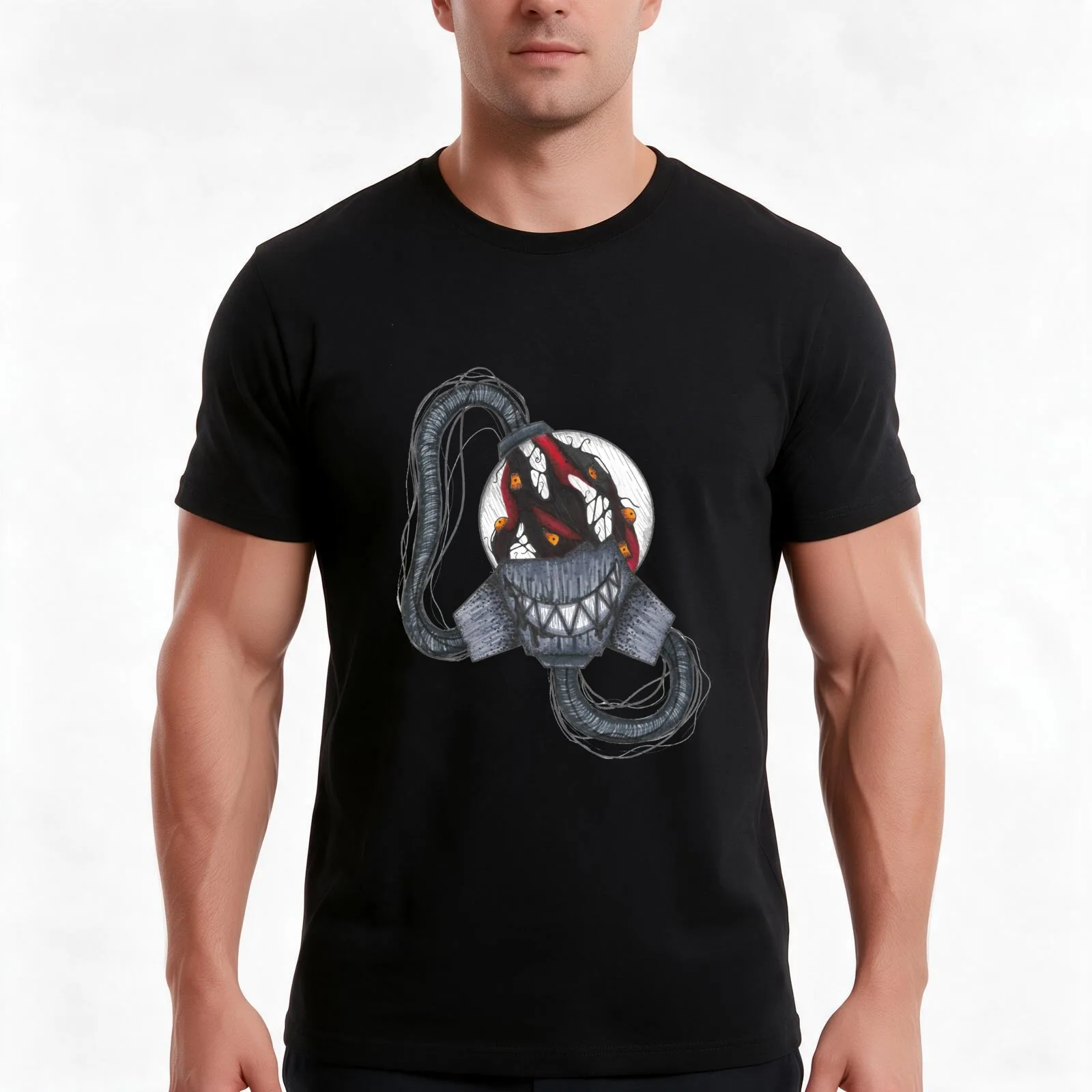 Corrupt Mask T-Shirt Summer Casual Cotton Tee Oversized Streetwear Tops Vintage Graphic Print Loose Fit Short Sleeve