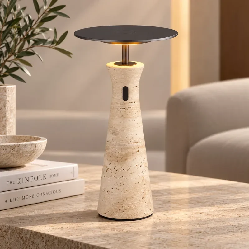 Cross-border rechargeable hotel-grade desk light with E14 bulb base Heavy-duty cave stone touch button home ornament