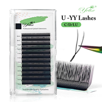 Yelix U Shape YY Eyelashes Extensions C D LU Curl 0.07mm Thickness Lashes Professional Handmade Premade Fans Eyelash