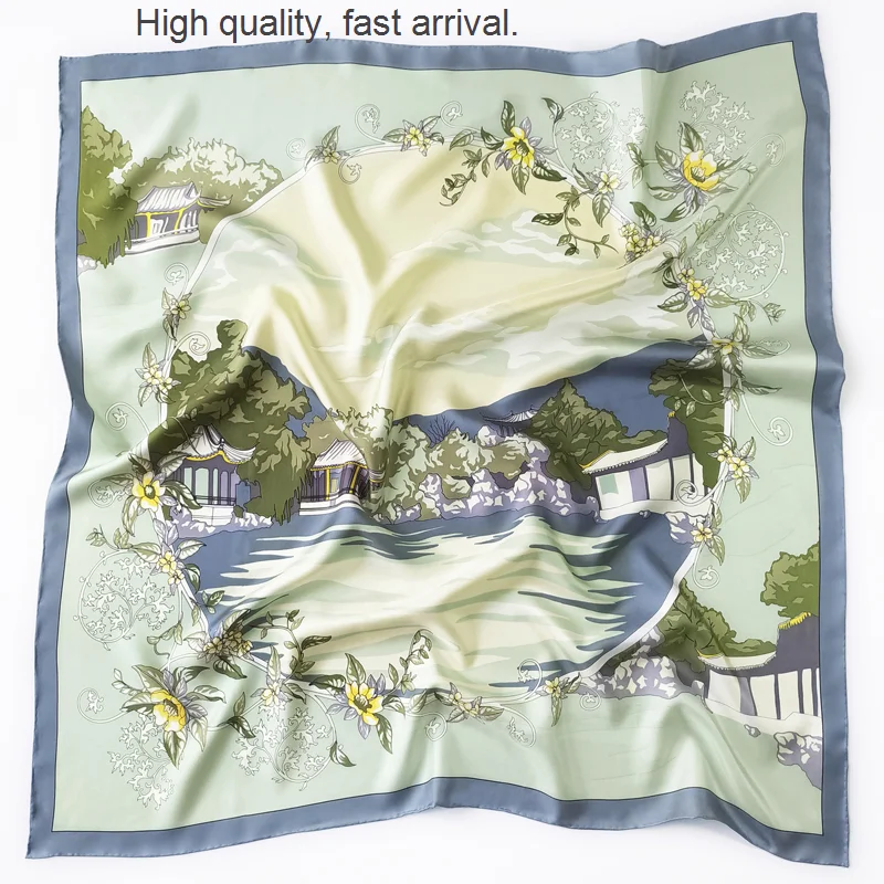 

Style Suzhou Chinese Garden High-Grade Silk Twill Silk Scarf Large Kerchief Mulberry Silk Scarf Hangzhou Silk