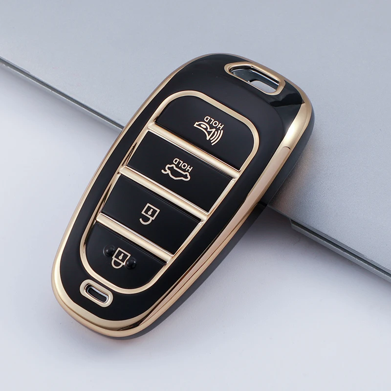 New Electroplated TPU Car Key Cover for Hyundai Santa Fe Tucson 2022 NEXO NX4 Atos Solaris Prime 2021 4 5 6 7 8 Button Key Case