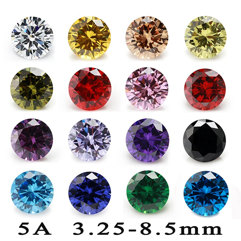 50pcs/100pcs 3.25~8.5mm AAAAA Round Cubic Zirconia Stone Loose CZ Synthetic Gems For Jewelry Making