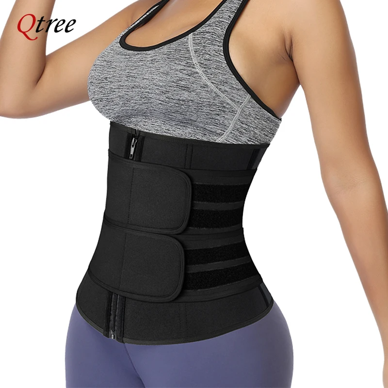 Qtree Vita Trainer Plus Size per le donne Cintura sportiva Corsetto Dimagrante Pancia Shaper del corpo Cintura trimmer per il sudore Più sottile