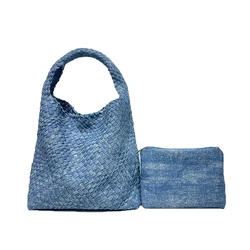 2023 Designer Luxury Woven Tote Bags For Women Denim Bag Shopping Bag Fashion Large Capacity Shoulder Bag Casual Handbag