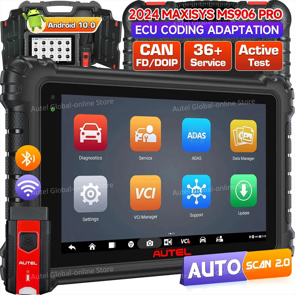 2024 Autel MS906 Pro Scanner MS906PRO Car Diagnostic Tools ECU Coding Active Test OBD2 Automotive Scanner CAN FD DoIP PK MS906S