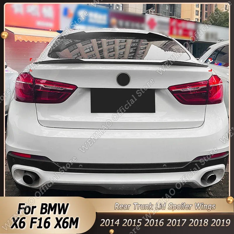 Exterior Part Rear Sport Spoiler Wing Styling For BMW X6 F16 X6M 2014 2015 2016 2017 2018 2019 Styling Gloss Black Accessories