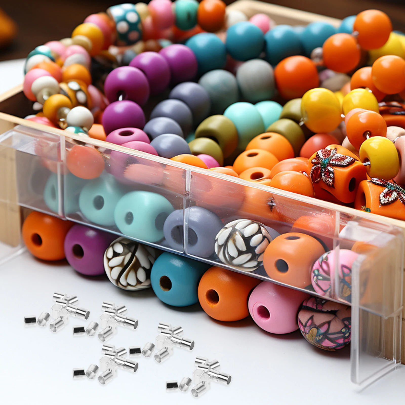 

2000 Copper Tube Beads Jewelry Cord Connectors Bracelet Spacer DIY Accessories Craft Projects HomeDecoration SmoothSurface
