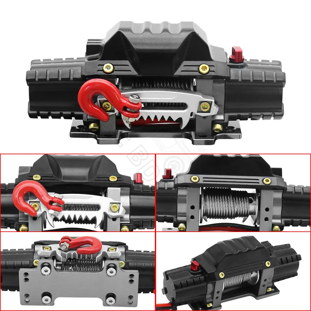 Verricello simulato automatico a doppio motore in metallo RC per auto cingolata RC 1/10 Axial SCX10 TRX4 D110 Tamiya CC01 RGT86100V2