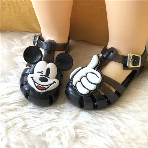 Disney Mickey Mouse Minnie Baby Girls Sandals Shoes Hollowed Out Velcro Sandals Head Summer Girl Shoes Kids Eva Sandal