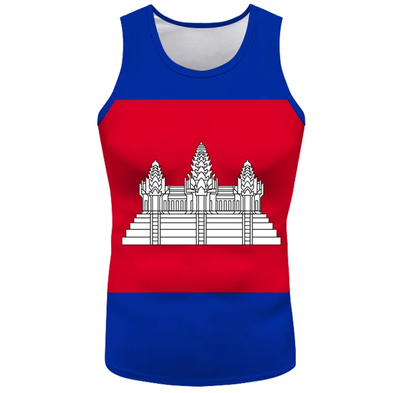 

Cambodia Vest Diy Free Custom Made Khm Country Tank Top Nation Flag Kh Khmer Cambodian Kingdom Print Photo Sleeveless T-shirt