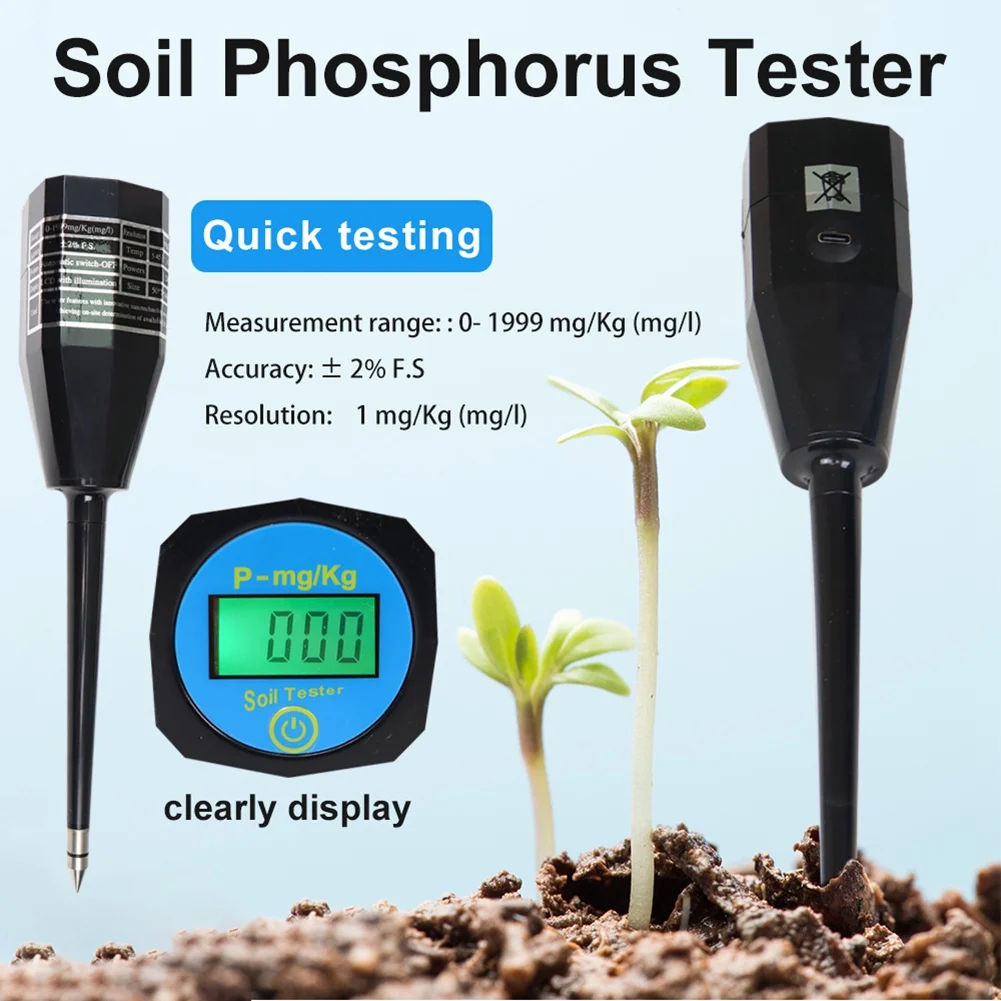 ABCA-Detector probador de fertilidad del suelo 0-1999Mg/Kg medidor de fósforo del suelo herramienta de detección analizador de nutrientes para plantas de jardín para cultivo