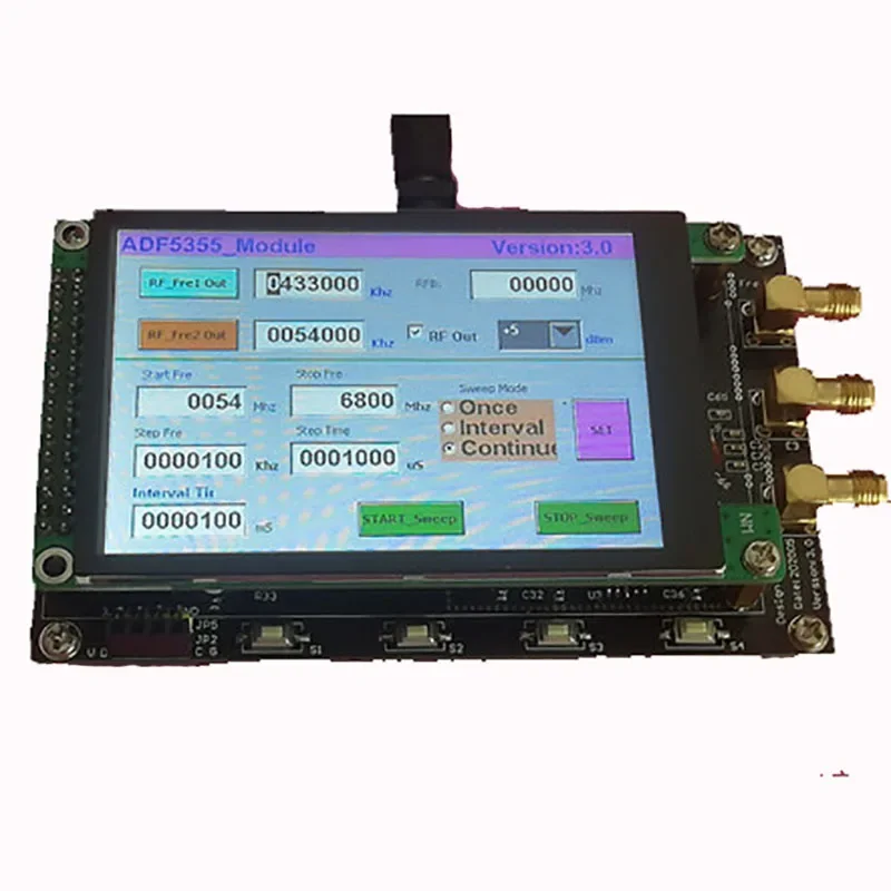 ADF5355 module 3.5-inch capacitive color screen 6.8G-13.6G RF signal source VCO microwave frequency synthesizer