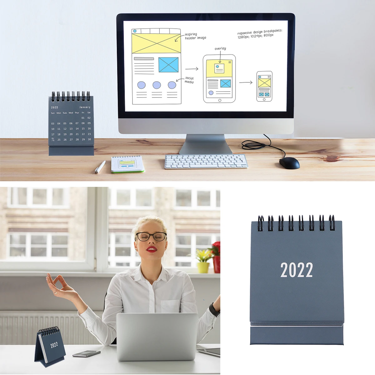 

Мини-настольный календарь 2021, складная катушка, дизайн, украшение для домашнего офиса, стола, подарки для заметок, серый, гладкий