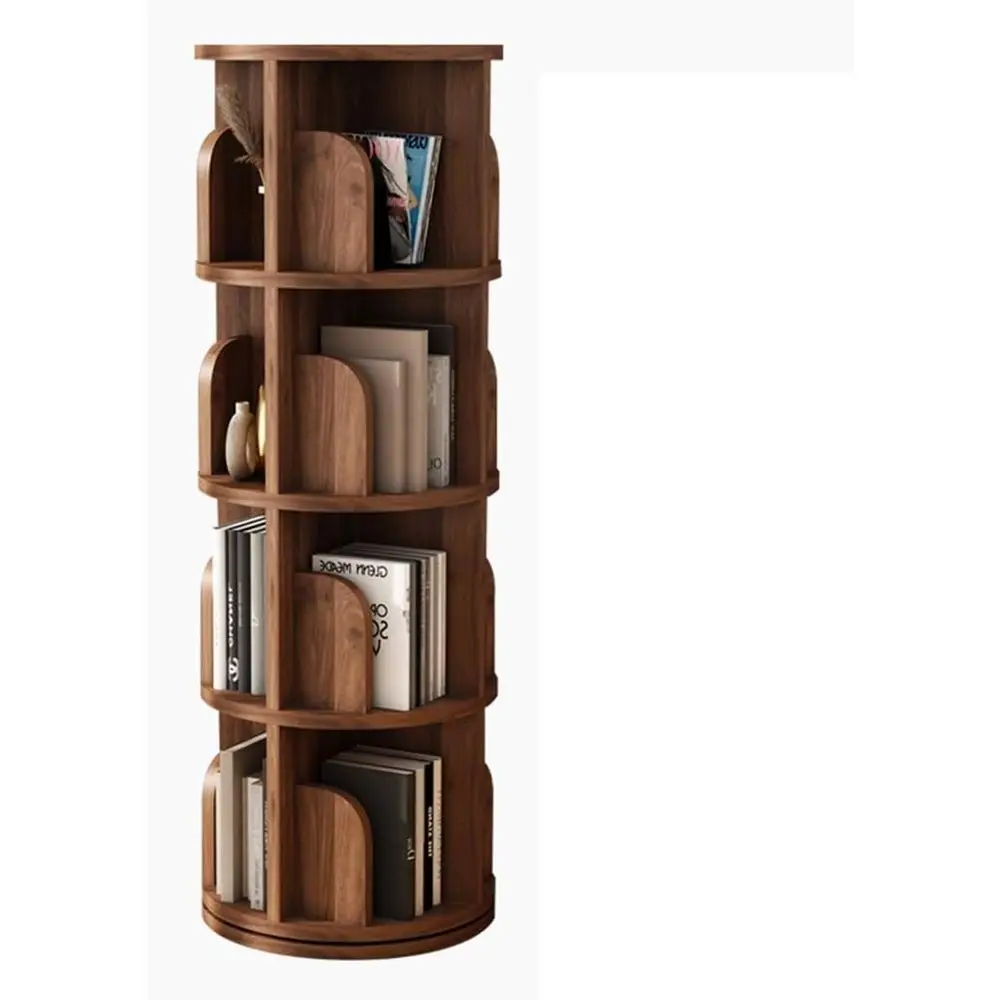 

Wall-Mounted Rotating Children's Bookcase - Multi-Layer Adjustable Storage Shelf, 46x131cm, Walnut