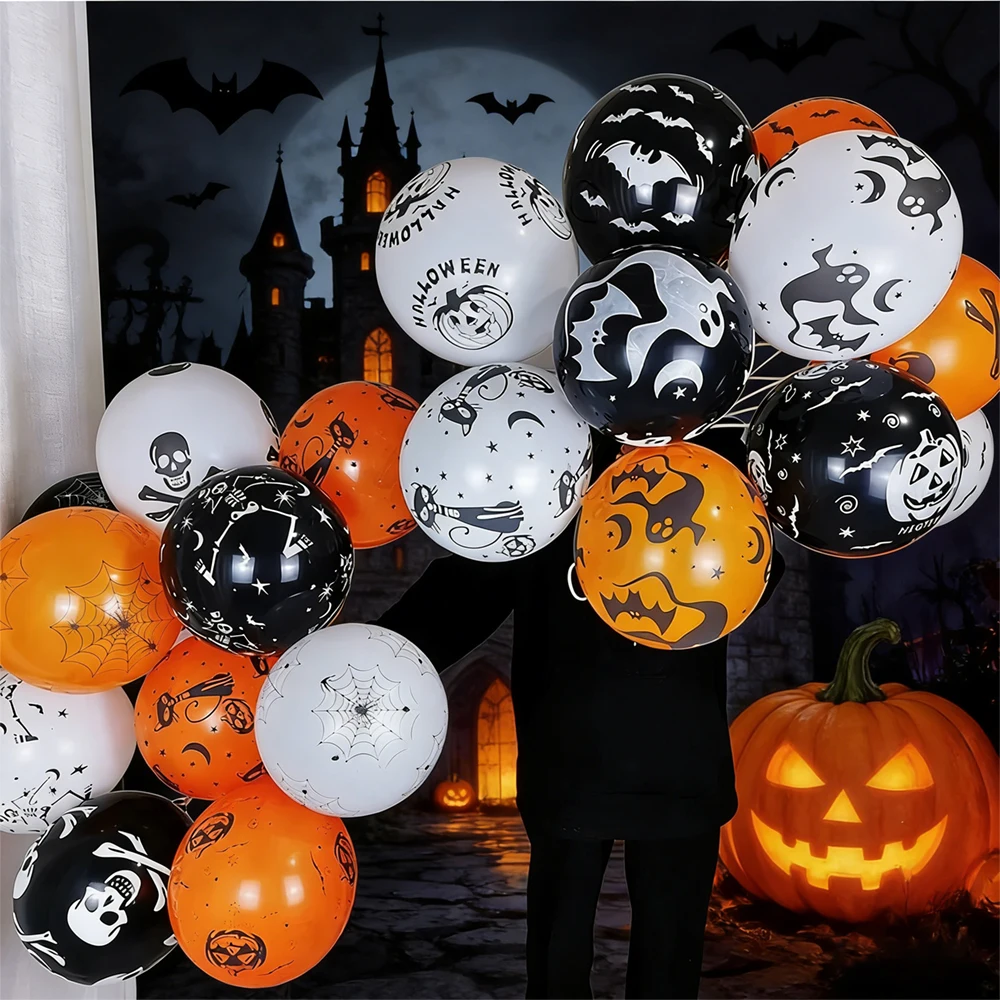 30 cm Gruselige Halloween-Latexballons mit Kürbis-, Totenkopf- und Geister-Designs für Kinder-Partydekoration und Horror-Spielzeug-Geschenke