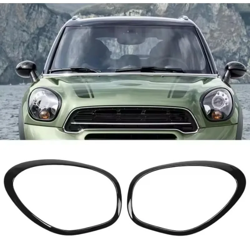 Gloss Black Headlight Trim for Mini Cooper R60 Countryman 2011-2016 | Headlamp Bezel Cover Ring Pair 51139801573
