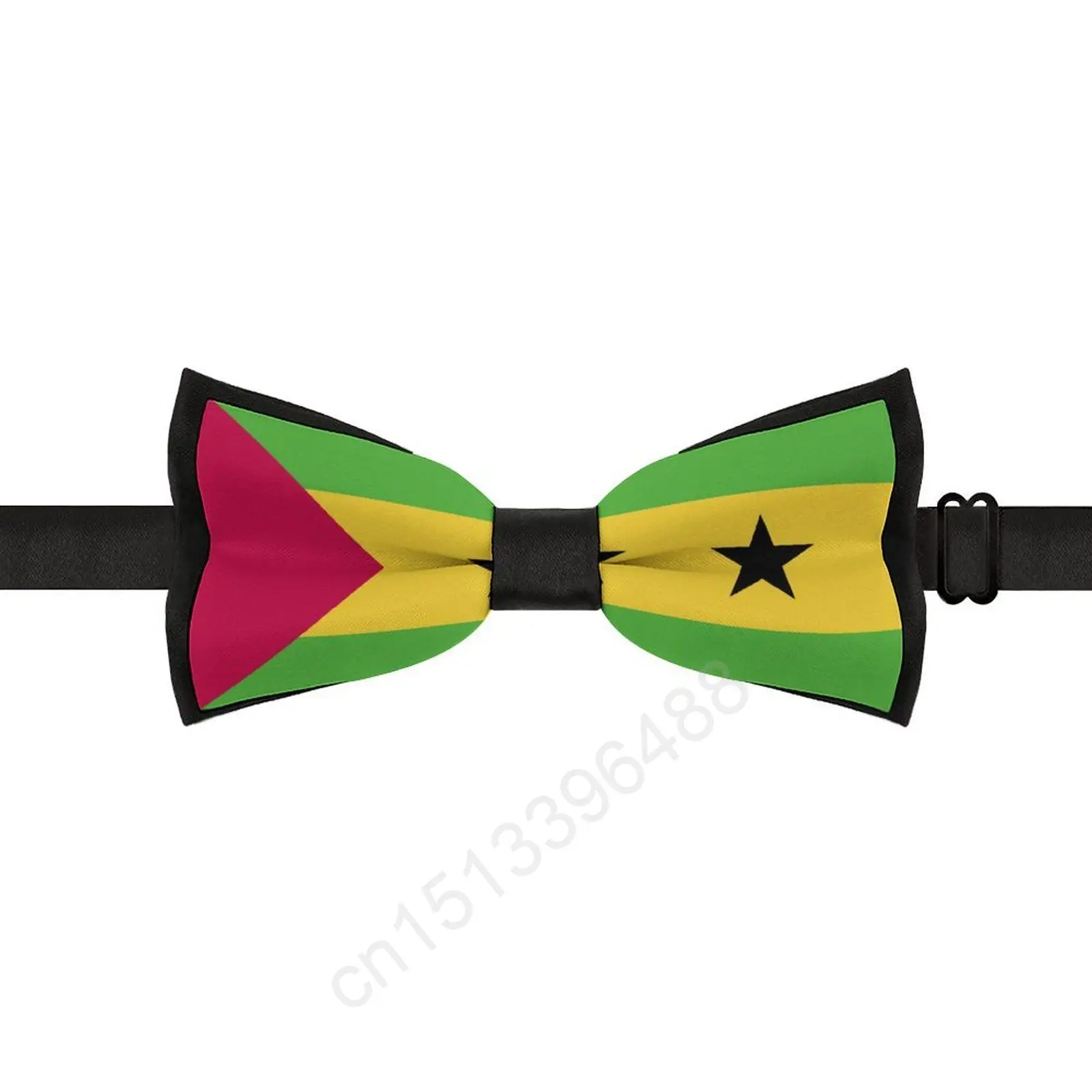 البوليستر ساو تومي و Principe العلم ربطة العنق للرجال موضة عادية الرجال ربطات القوس فيونكة Cravat برقبة لحفل الزفاف الدعاوى التعادل #1